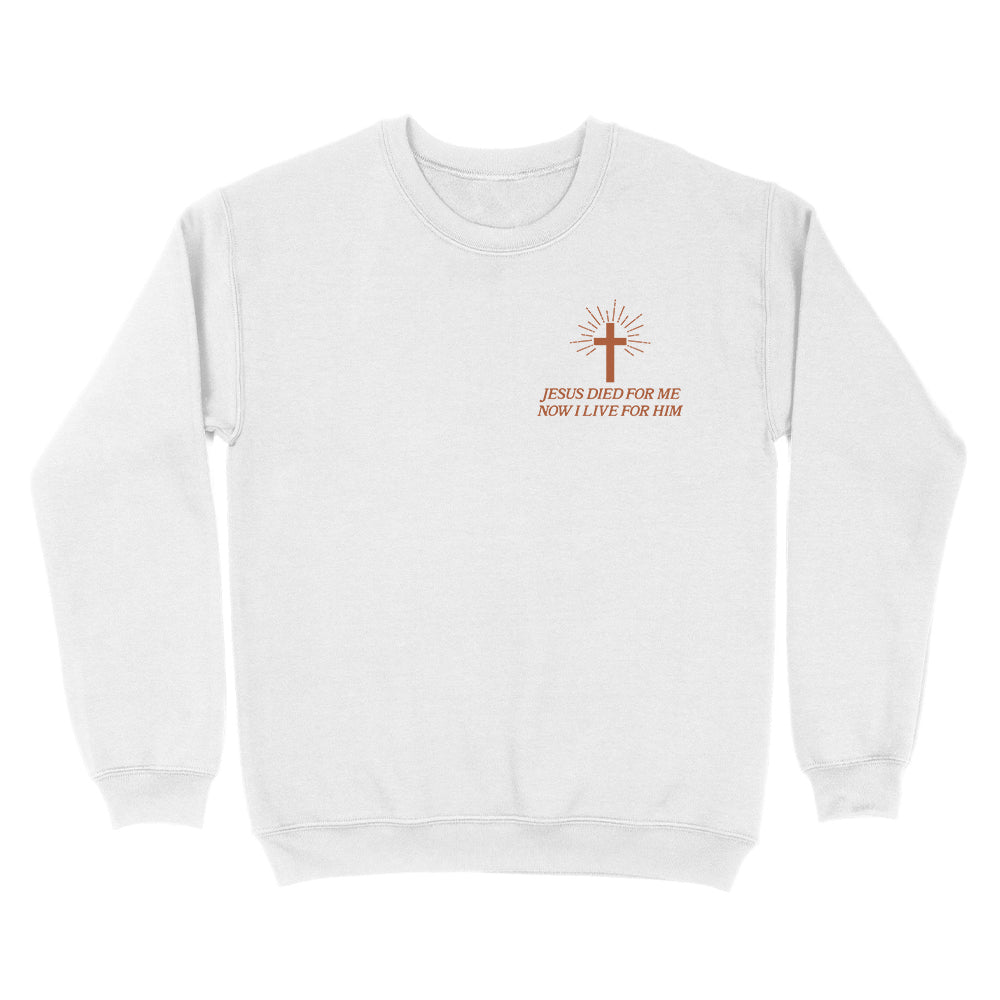 Jesus Died For Me Now I Live For Him Christian Unisex Sweatshirt