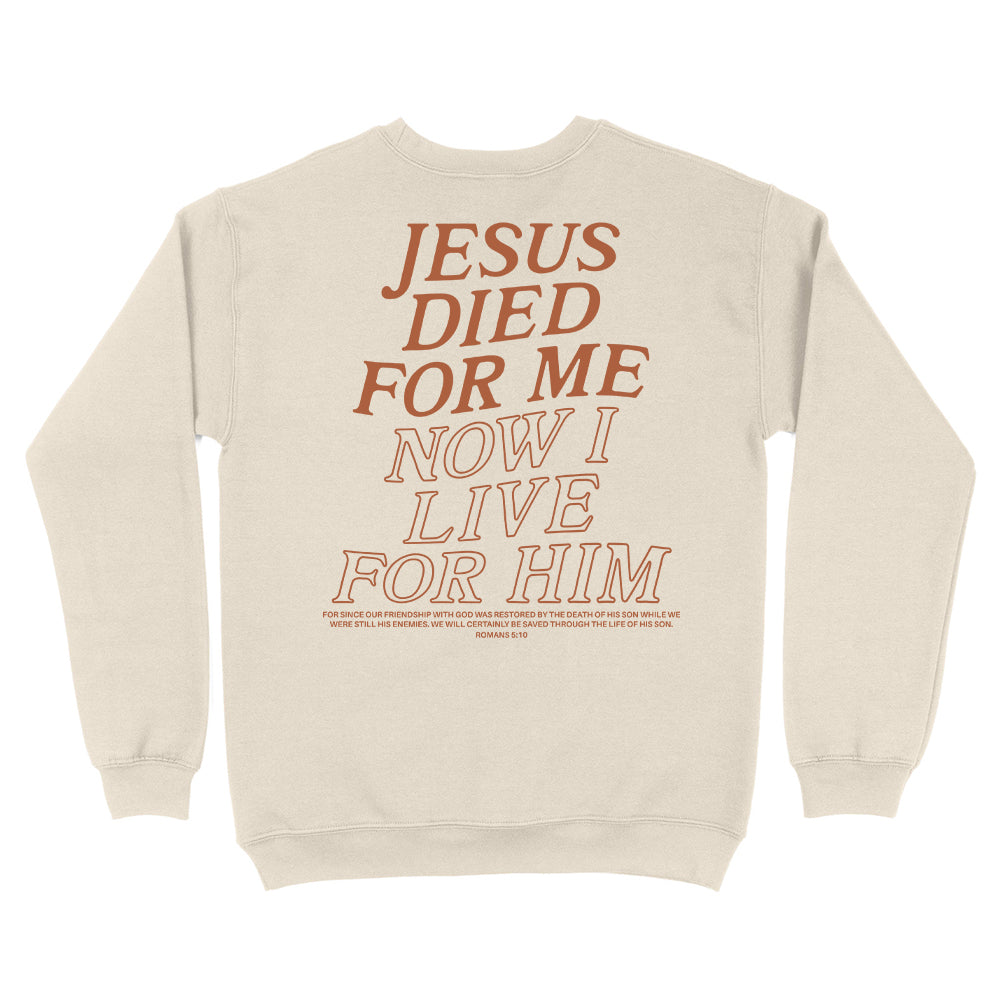 Jesus Died For Me Now I Live For Him Christian Unisex Sweatshirt
