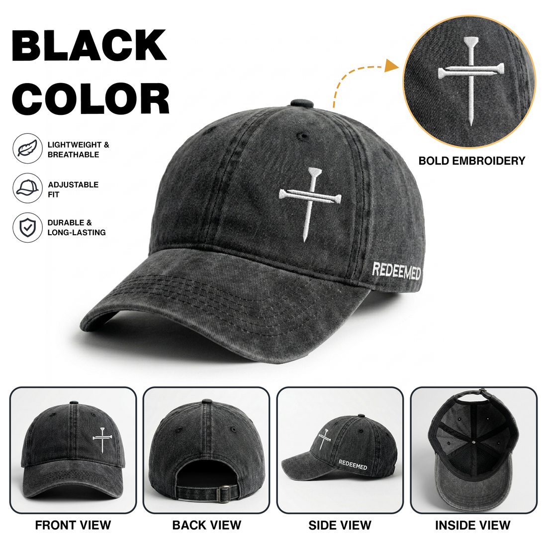 Nail Cross Christian Washed Classic Cap