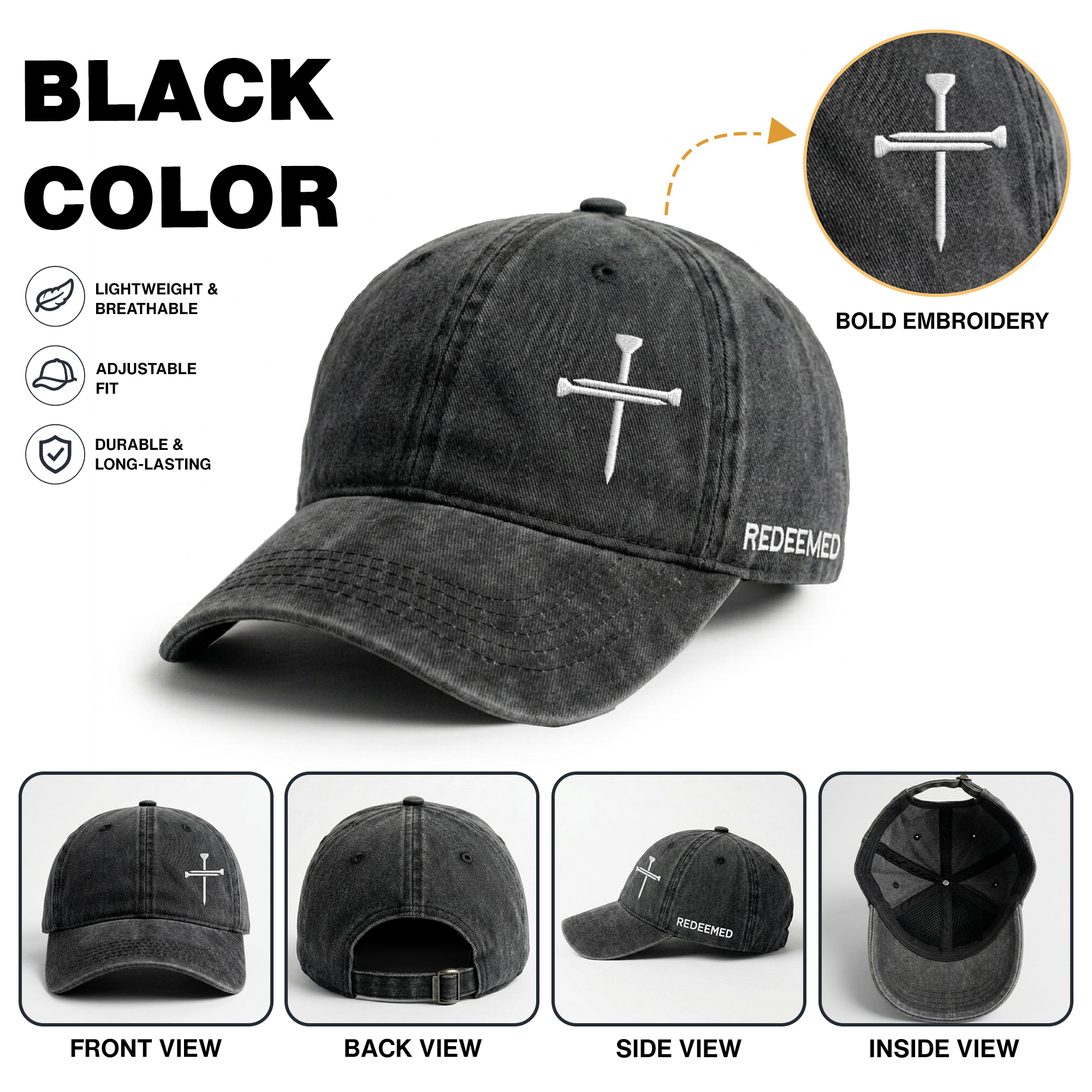 Nail Cross Christian Washed Classic Cap