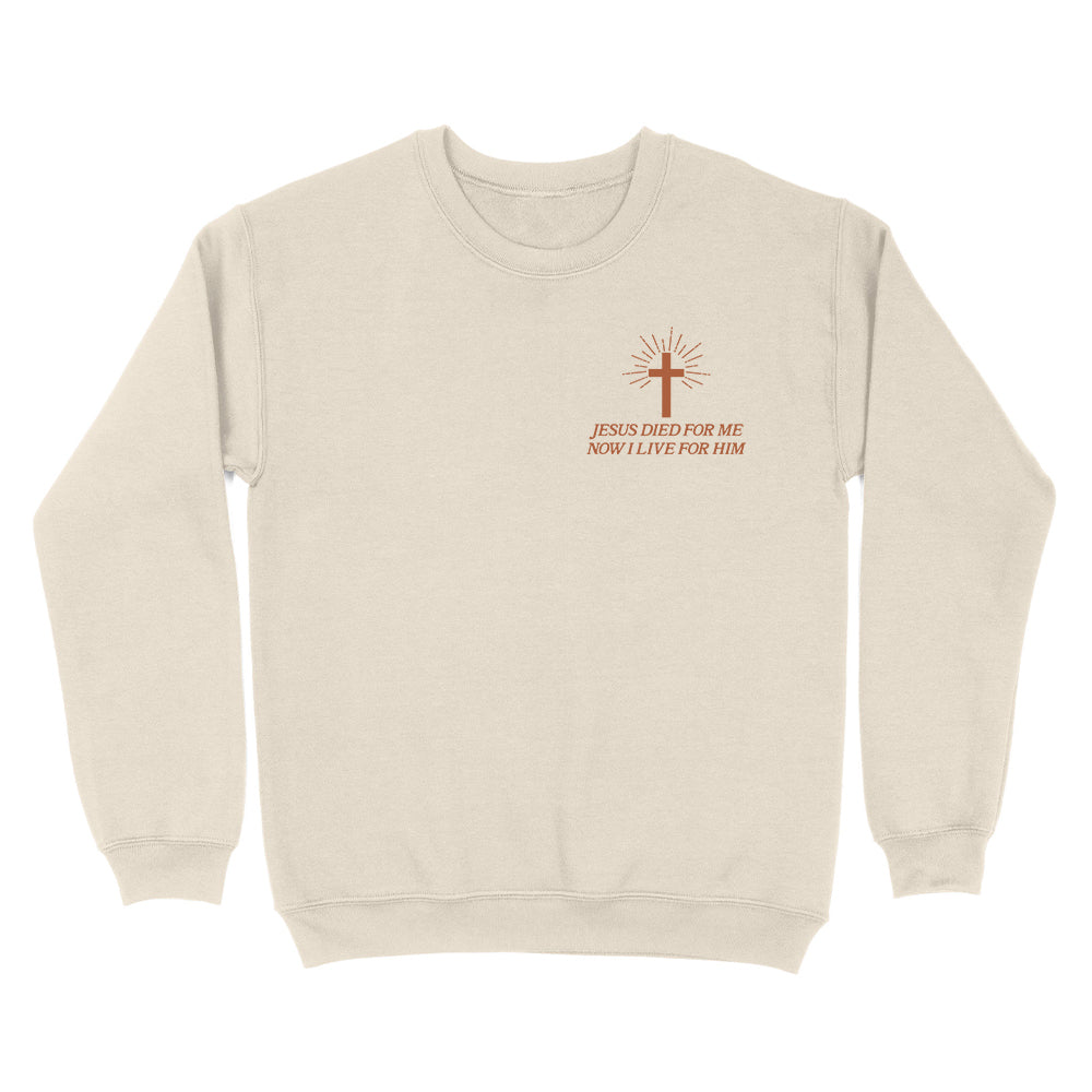 Jesus Died For Me Now I Live For Him Christian Unisex Sweatshirt