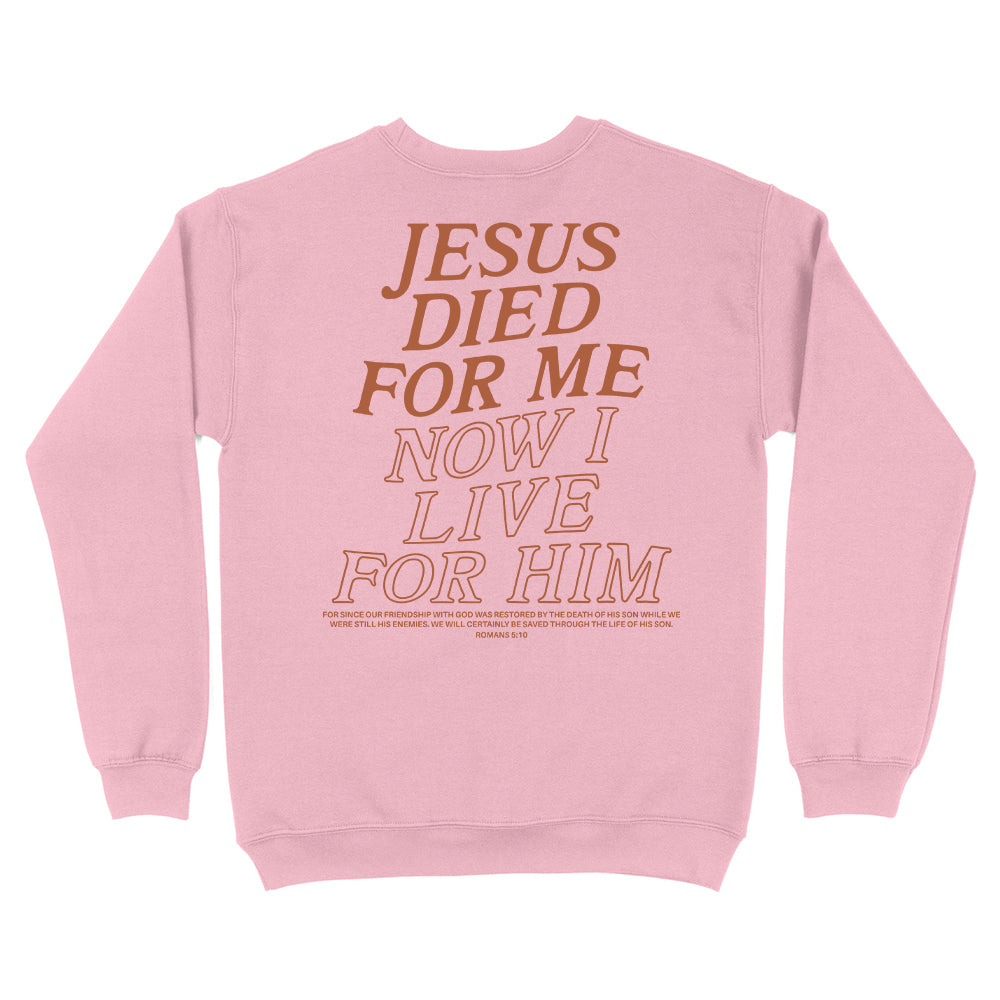 Jesus Died For Me Now I Live For Him Christian Unisex Sweatshirt
