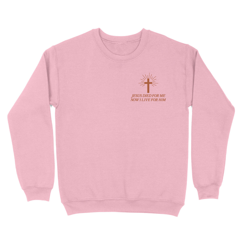 Jesus Died For Me Now I Live For Him Christian Unisex Sweatshirt