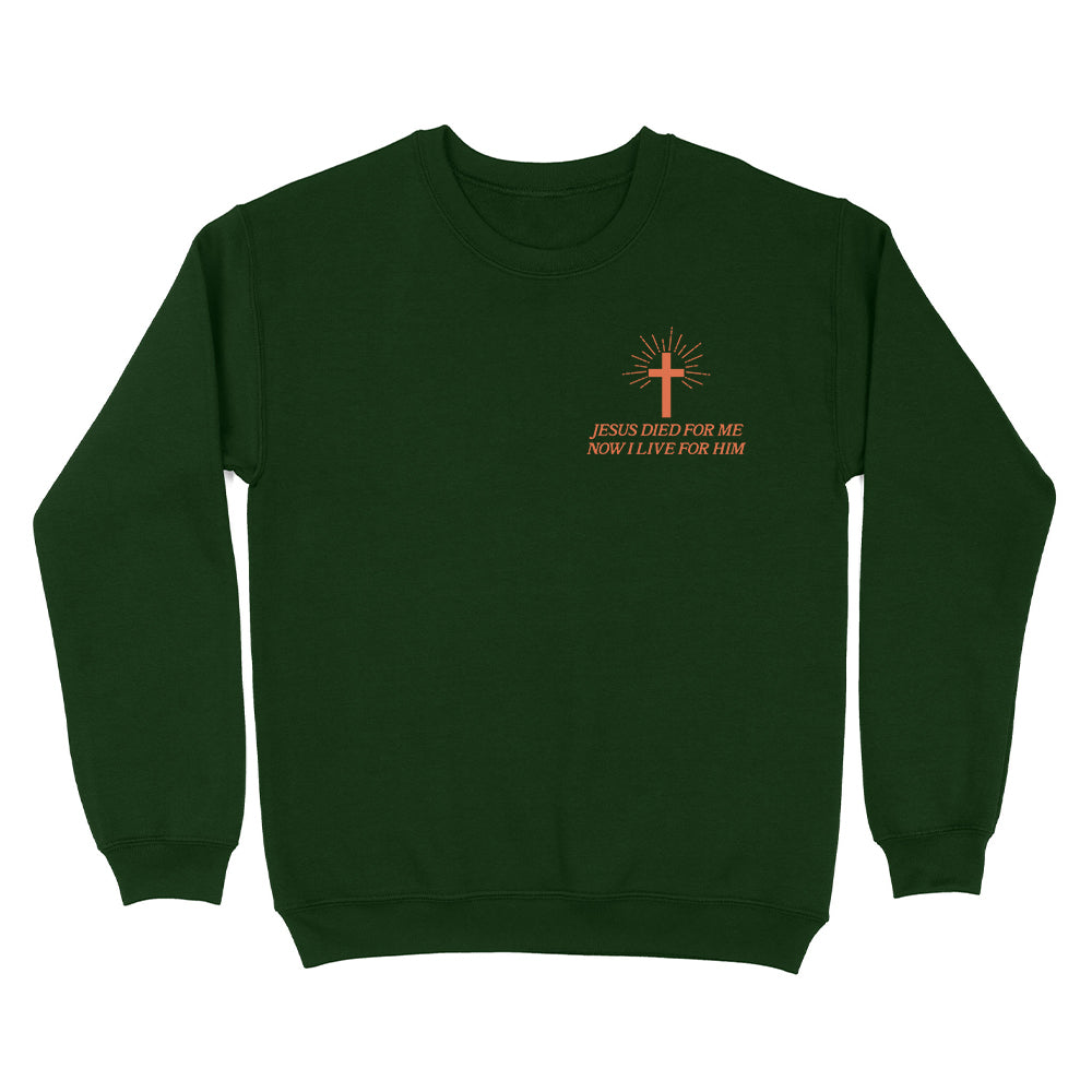 Jesus Died For Me Now I Live For Him Christian Unisex Sweatshirt