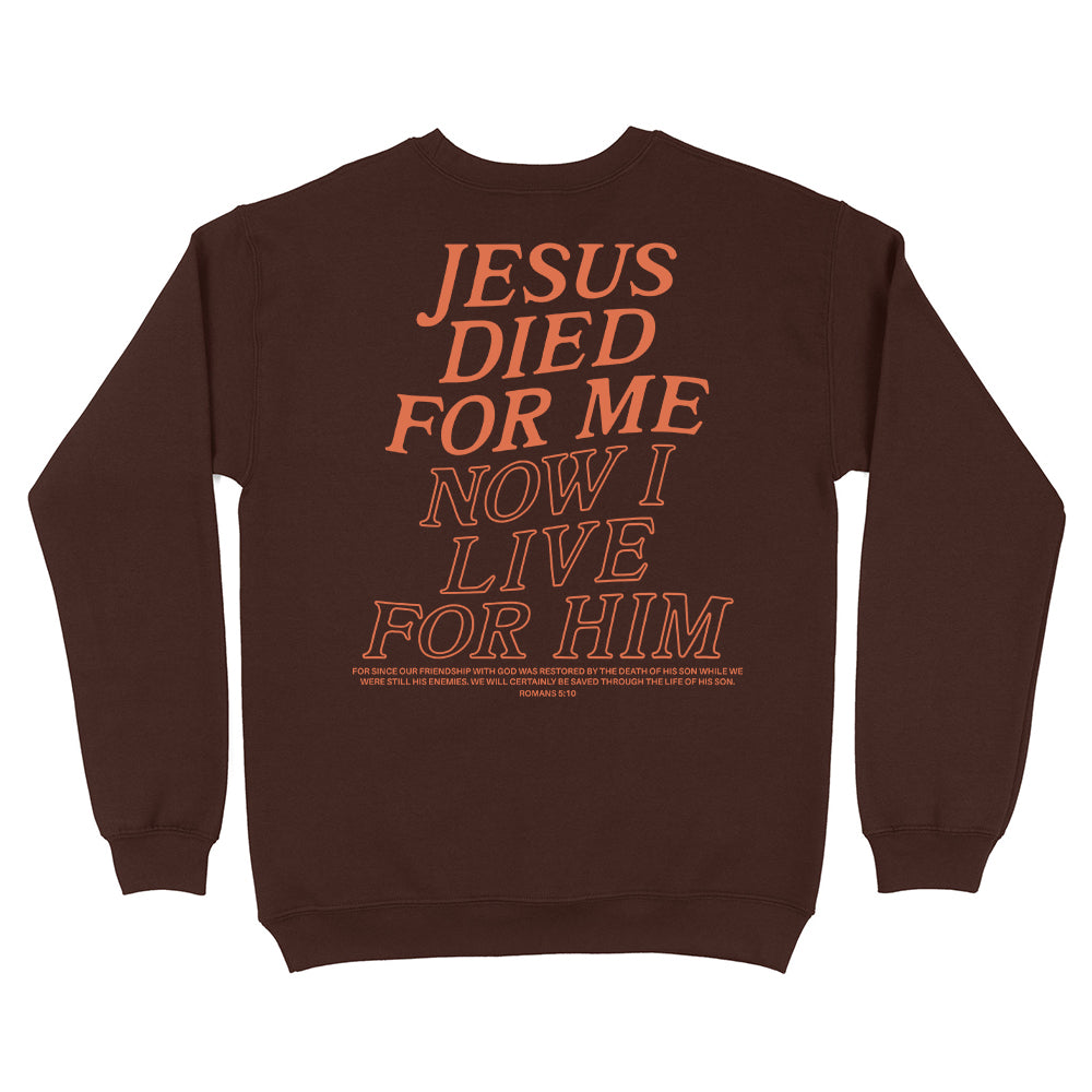 Jesus Died For Me Now I Live For Him Christian Unisex Sweatshirt